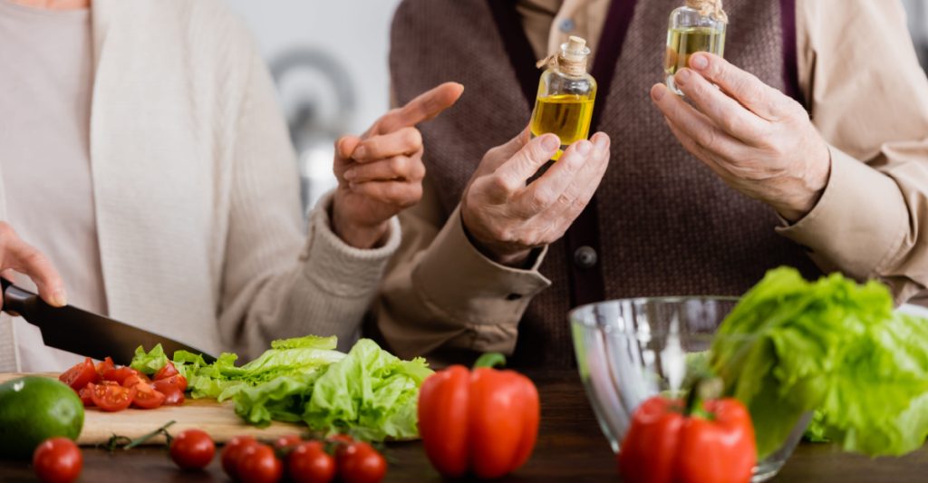 Two people preparing a healthy meal