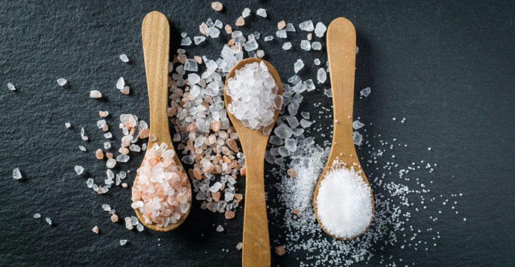 Spoons with different kinds of salt